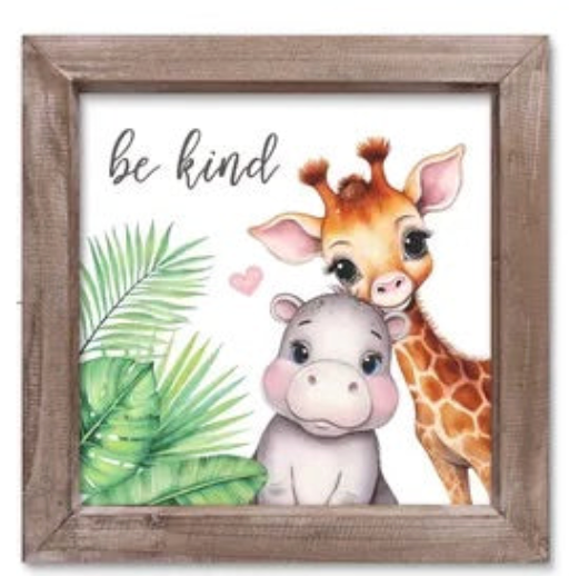 8"SQ JUNGLE BABY ANIMALS SIGN Choose-Lion,Monkey or Hippo - Burlap and Bling Decor