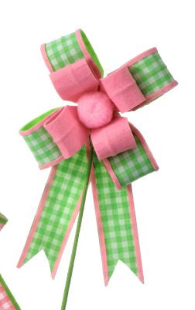 17" SPRING GINGHAM BOW CHOOSE PINK BOW OR GREEN BOW - Burlap and Bling Decor