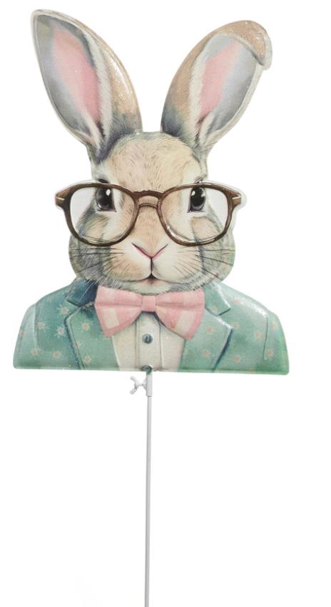 34" DAPPER BUNNY GARDEN STAKE 2 SIDED CHOOSE BOY or GIRL - Burlap and Bling Decor