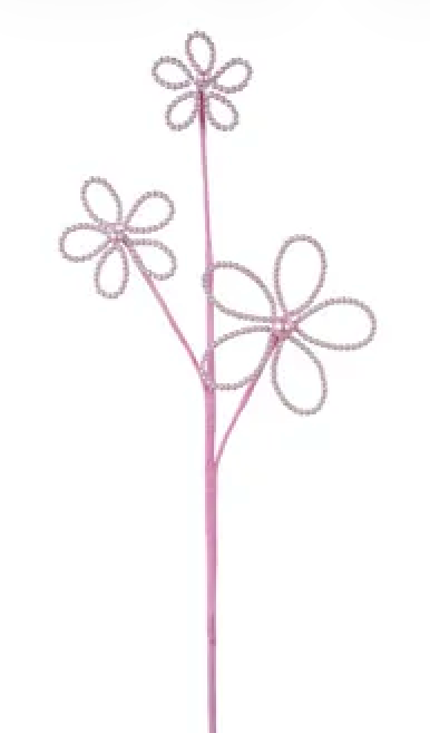 18"L PEARL BEADS FLOWER SPRAY 3 ASST WHT/LT GRN/LT PINK - Burlap and Bling Decor