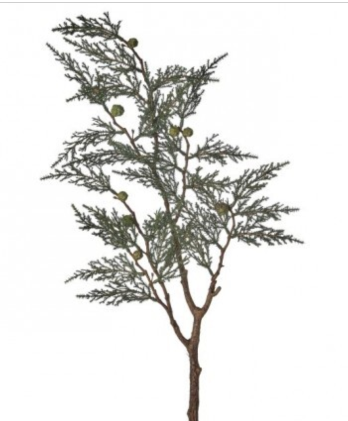 34" PL BERRIED CEDAR SPRAY GRN