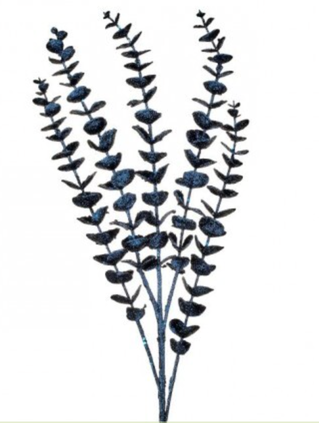 33" GLITTER MIDNIGHT BLUE EUCLYPTUS SPRAY
