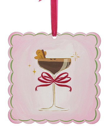6" Everything Nice Cocktail Ornament Choose one Red Solid Bow, Red Stripe Bow or Double Red Bow