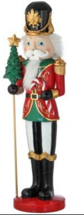 15" RESIN ROYAL NUTCRACKER 2/AST Choose one green or red base