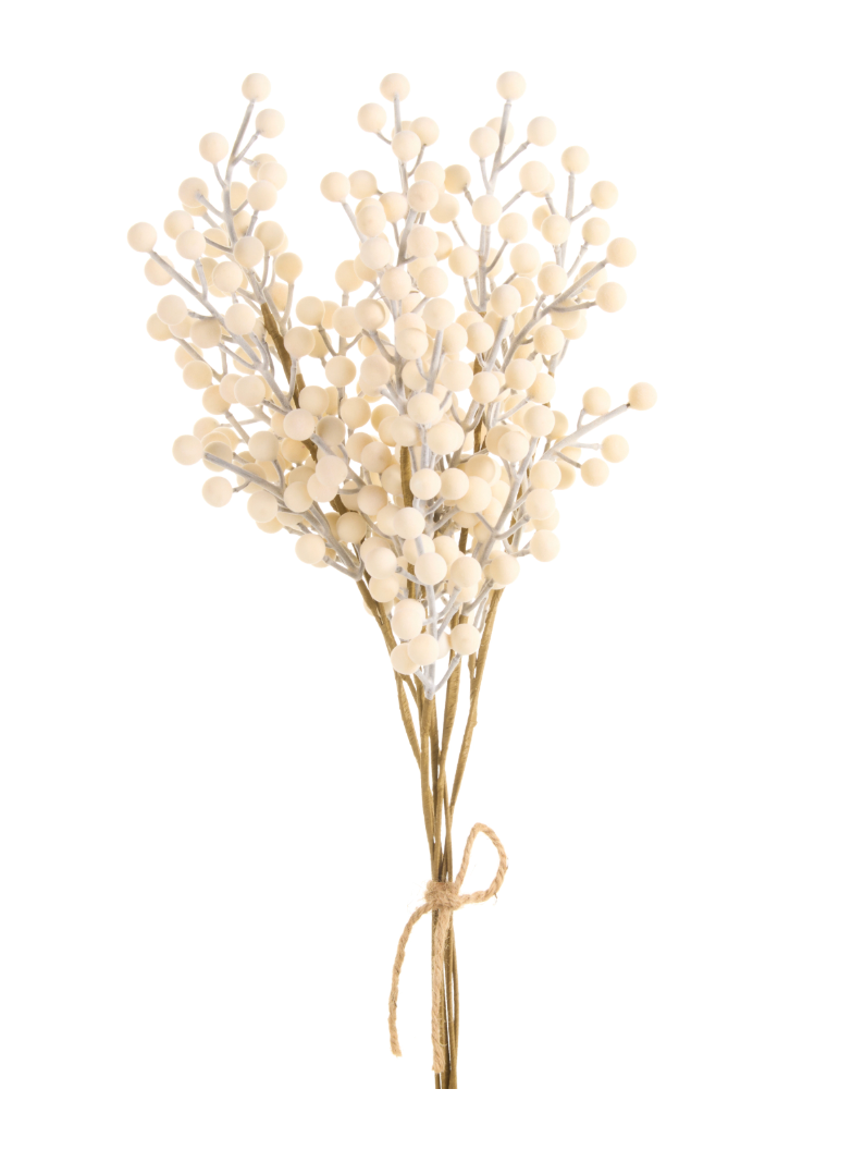 22" Flocked Ivory Berry Bundle