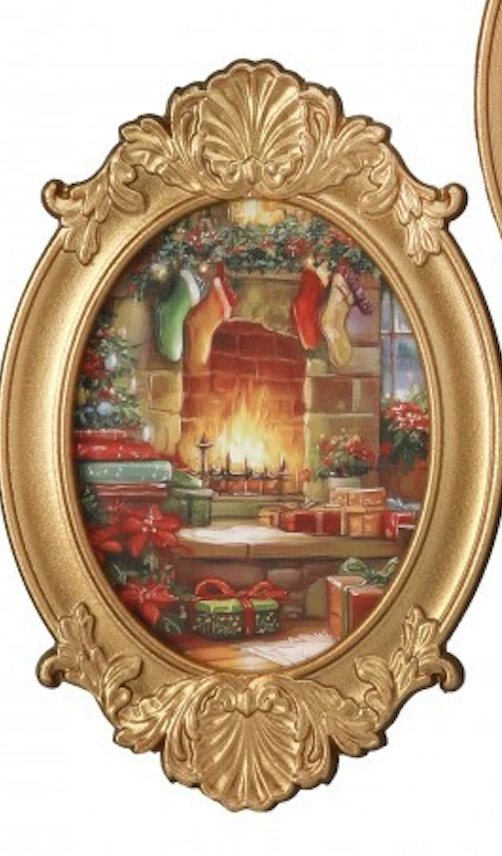 8X12" FRAMED SANTA/MANTLE XMAS EVE ART 2/AST HOMU