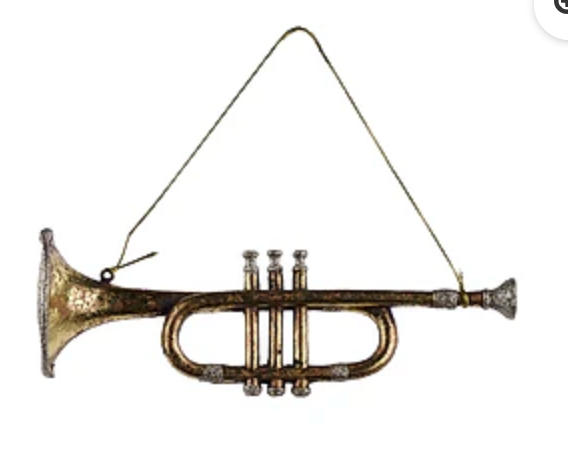 MUSICAL INSTRUMENT ANTIQUE GOLD 4 ASST Choose one- French Horn ,Saxophone,Violin,Horn - Burlap and Bling Decor
