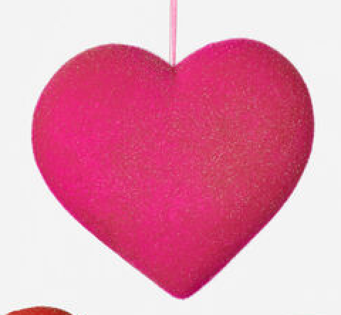 Flocked Heart, Lg, 3 Asst,Choose One 12" - Burlap and Bling Decor
