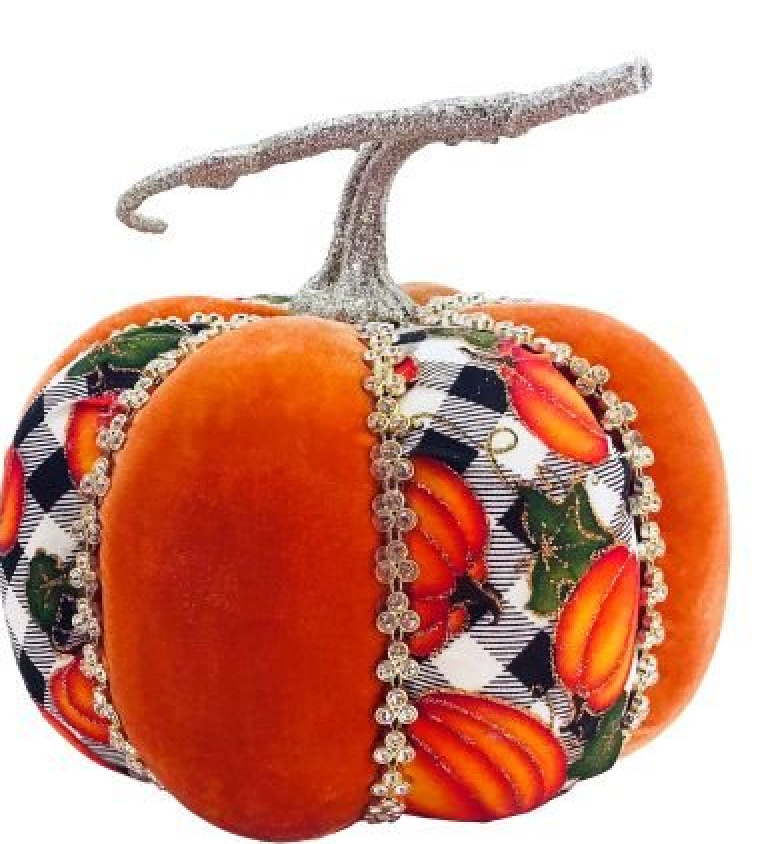 FALL PLAID PUMPKIN Choose Small 6" or Tall 7''