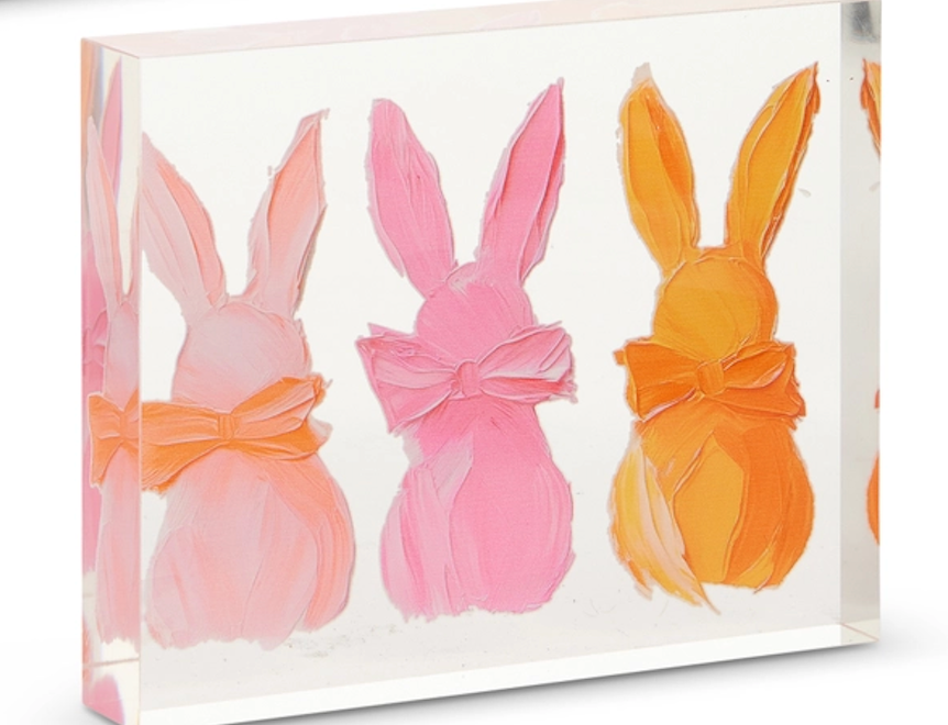8" FROSTED BUNNY ACRYLIC BLOCK CHOOSE ORANGE OR PURPLE - Burlap and Bling Decor