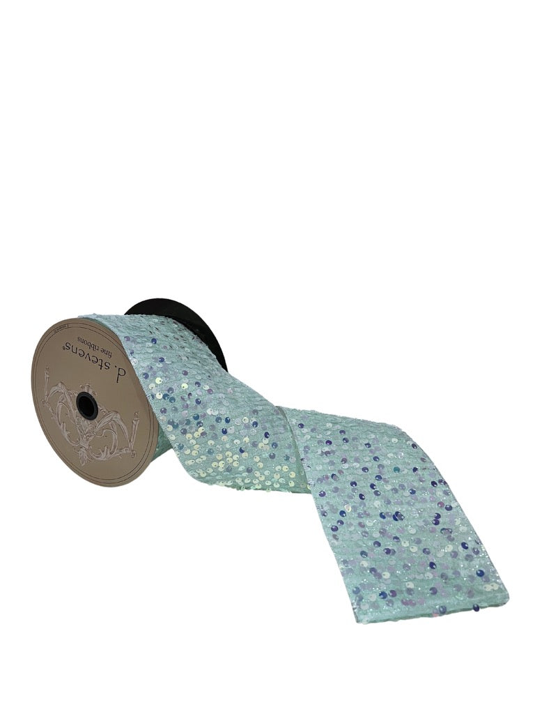 4" x 10yds sequin tinsel, aqua - Burlap and Bling Decor