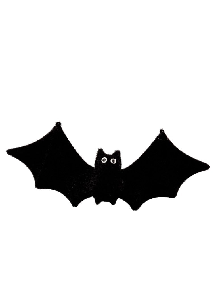 Hanging Flocked Black Bat 18" - Burlap and Bling Decor