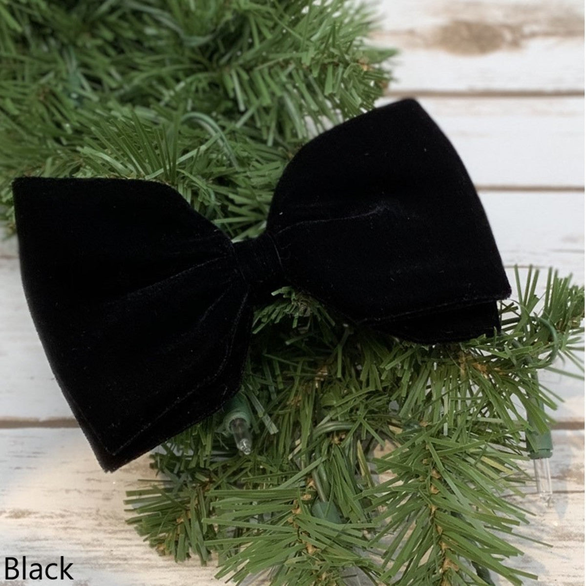 6" velvet bow with clip,black - Burlap and Bling Decor