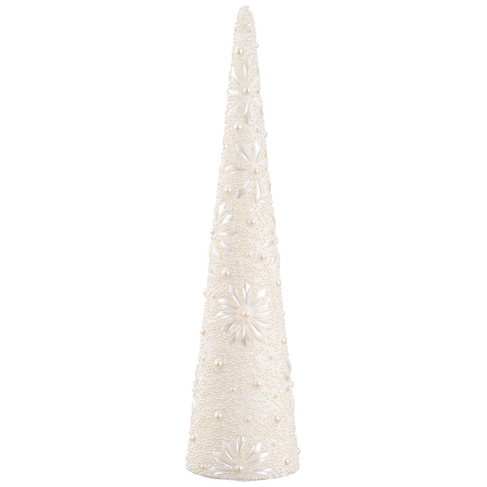 24"PEARL FLOWER CONE TOPIARY