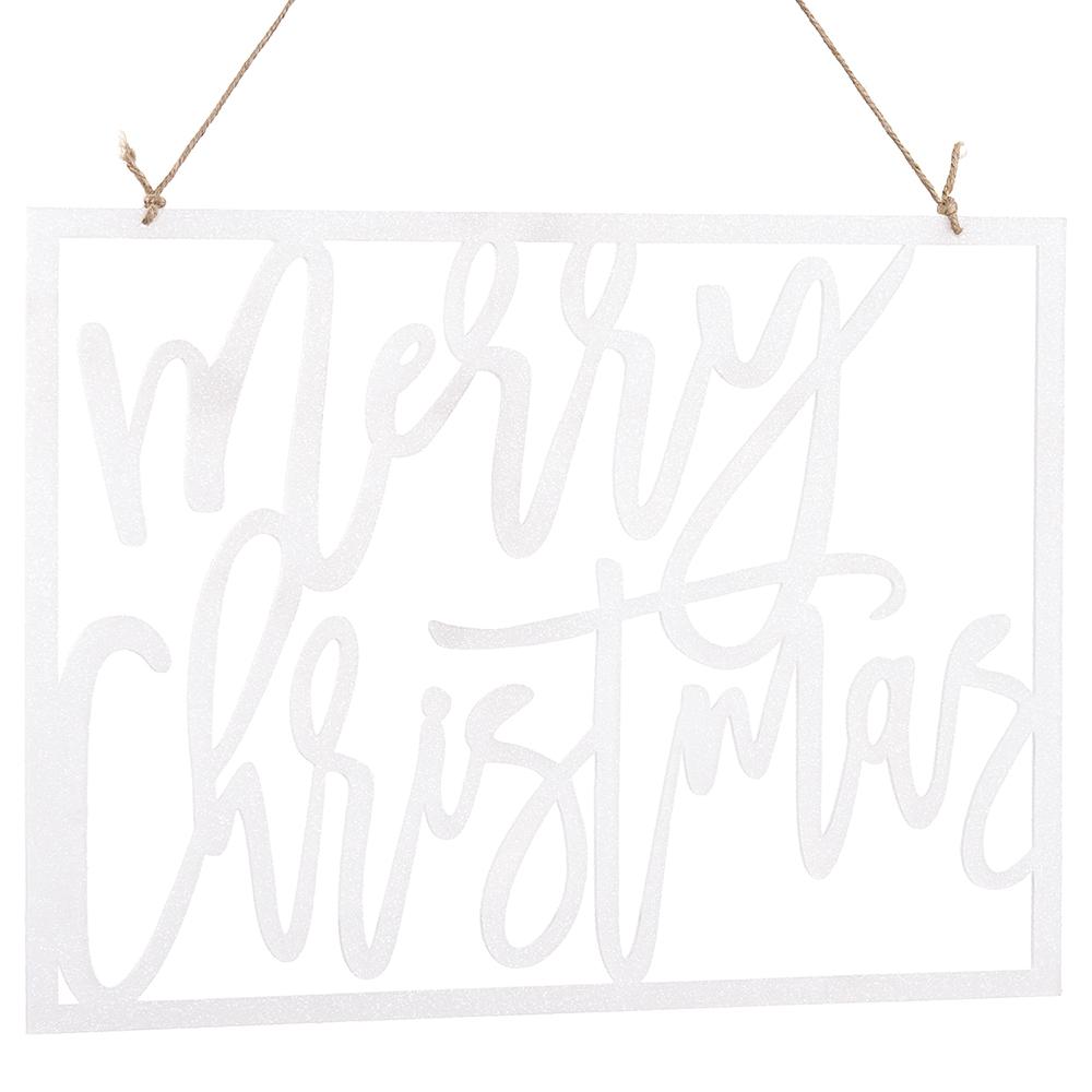 11.5"Wx16"L Glitter Merry Christmas Hanging Sign