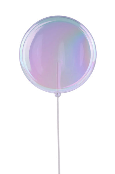 200MM LOLLIPOP W/STICK, 19"OAL CLEAR IRIDESCENT - Burlap and Bling Decor