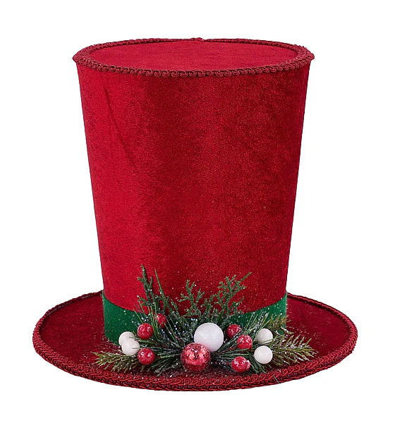 8"H X 9.25"DIA HOLLY PINE TOP HAT RED