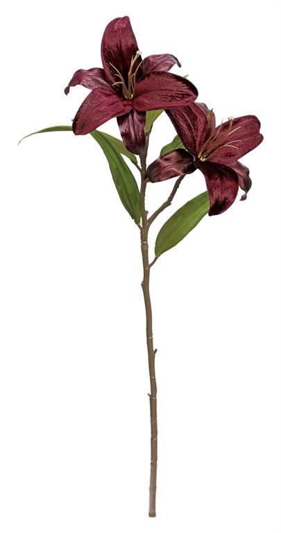 GLAMOUR VELVET LILY SPRAY, 24", BURGUNDY