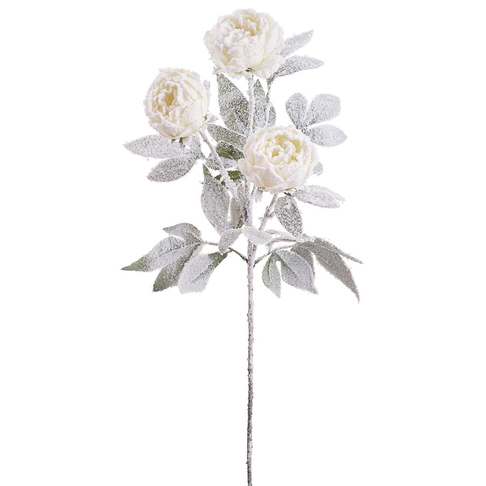 30" Snowed Peony Spray White
