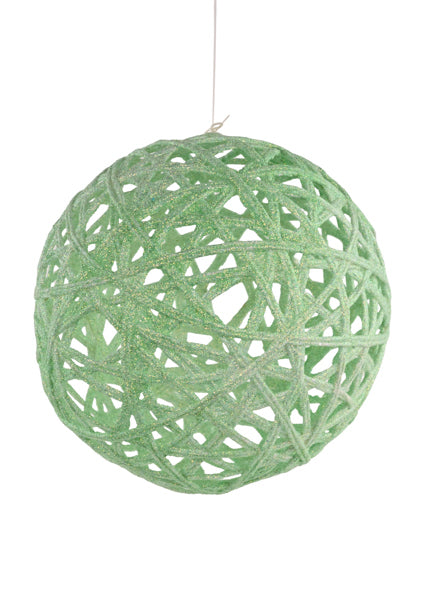 8" IRID GLITTER LATTICE BALL W/HANGER MINT GREEN