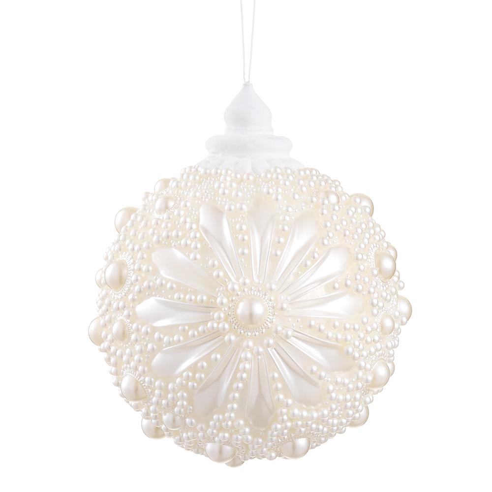5"PEARL FLOWER BALL ORNAMENT