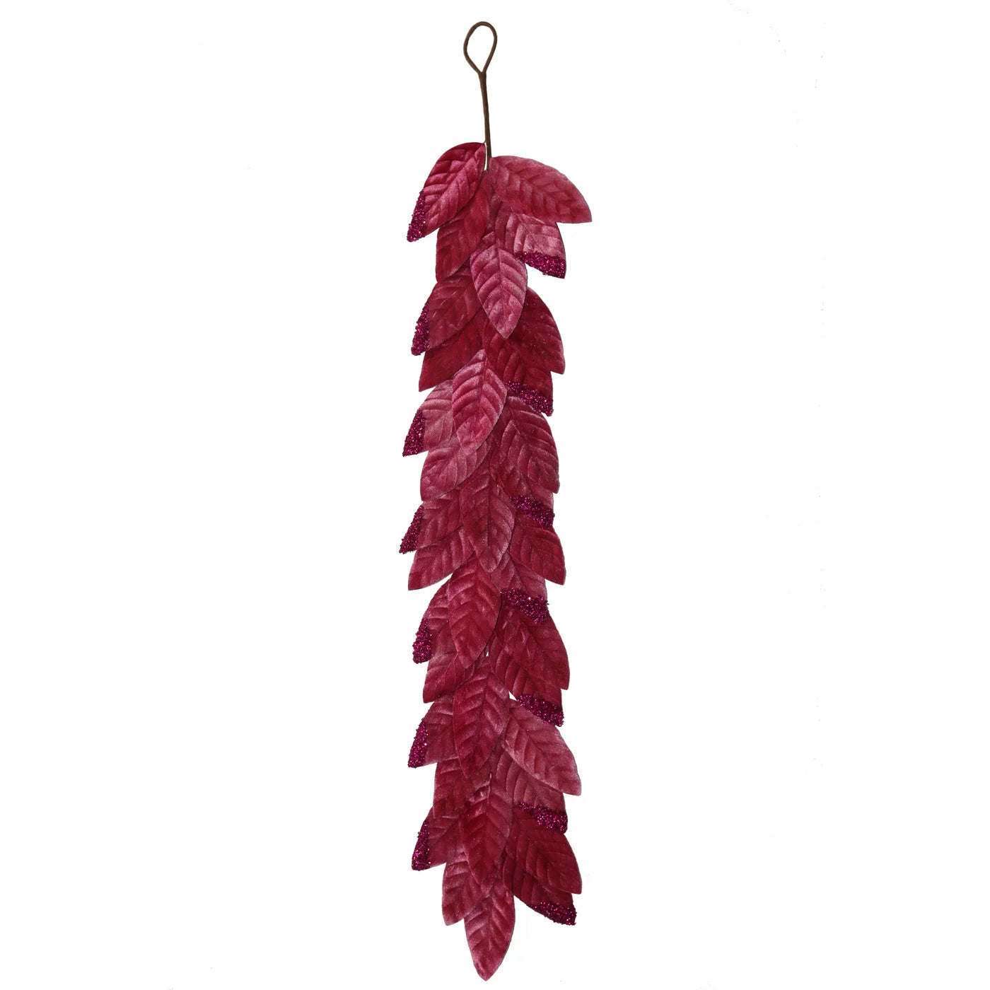 LEAF GARLAND W/GLITTER 47'',FUCHSIA - Burlap and Bling Decor