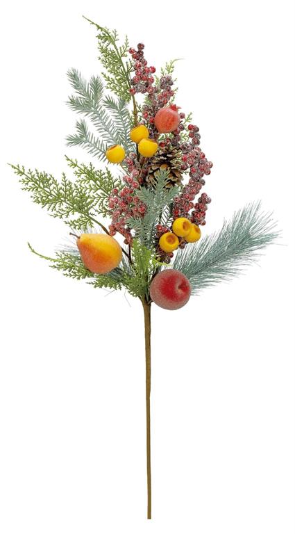34" SUGARED FRUIT, BERRIES, PINE AND PINECONE SPRAY