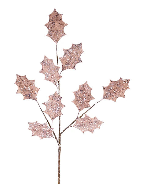 31.5"L FAUX CORK/GLITTER HOLLY SPRAY NATURAL