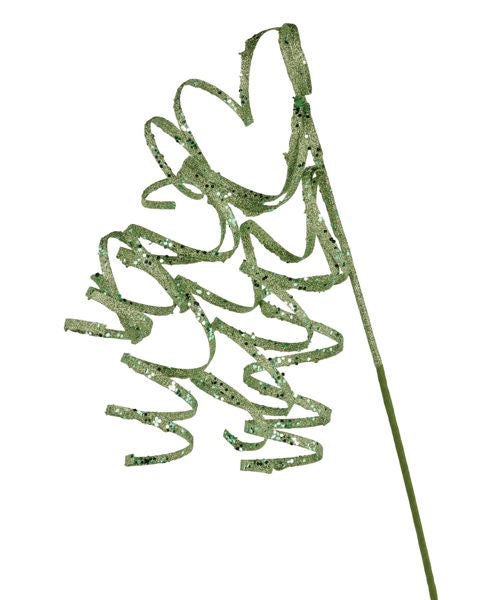 31"L CURLY GLITTER RIBBON SPRAY MINT GREEN - Burlap and Bling Decor