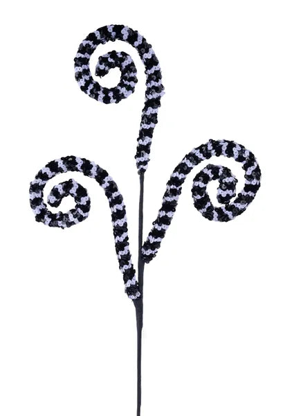 27" SEQUIN COIL SPRAY BLACK/WHITE - Burlap and Bling Decor