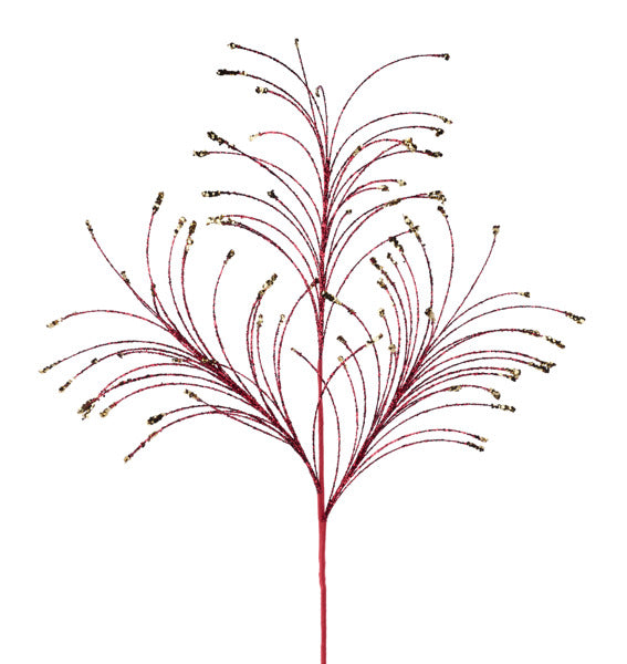 35"L GLTTR/HEX GLTTR FISHLINE SPRAY BURGUNDY/GOLD - Burlap and Bling Decor