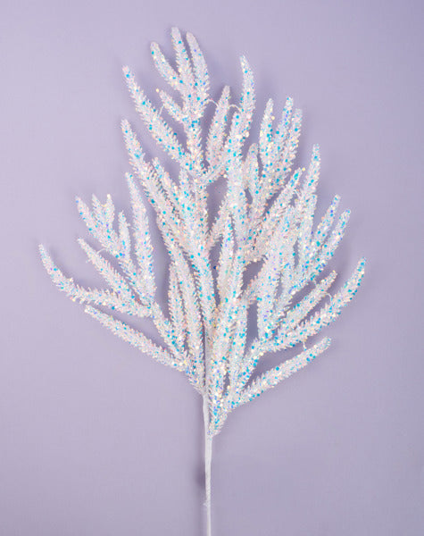 28.5"L GLITTER/METALLIC PINE SPRAY WHITE/IRIDESCENT - Burlap and Bling Decor