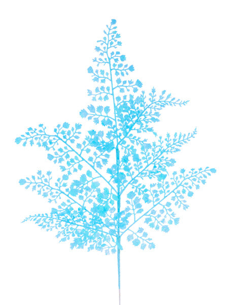 23"L GLITTER MAIDENHAIR FERN SPRAY IRIDESCENT ICE BLUE - Burlap and Bling Decor