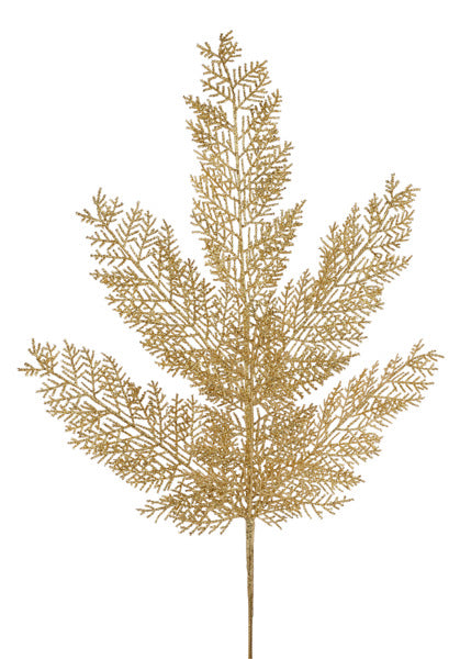 29"L GLITTER FERN SPRAY GOLD - Burlap and Bling Decor