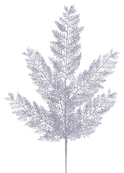 29"L GLITTER FERN SPRAY SILVER - Burlap and Bling Decor