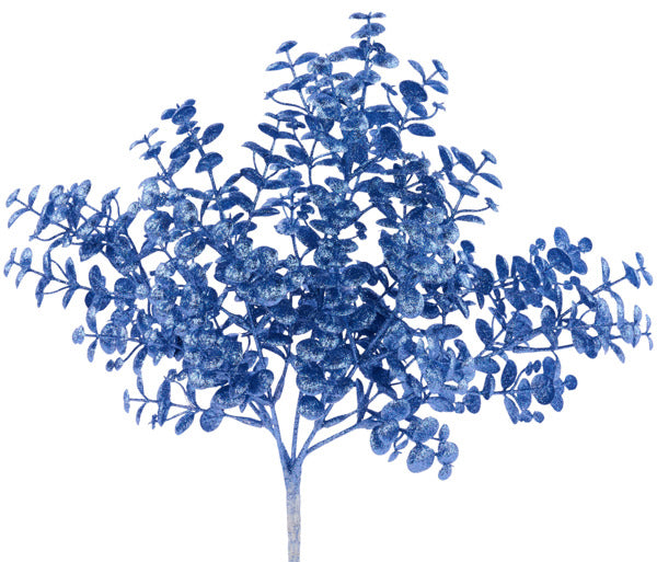 12"L GLITTER BOXWOOD BUSH SMOKE BLUE - Burlap and Bling Decor