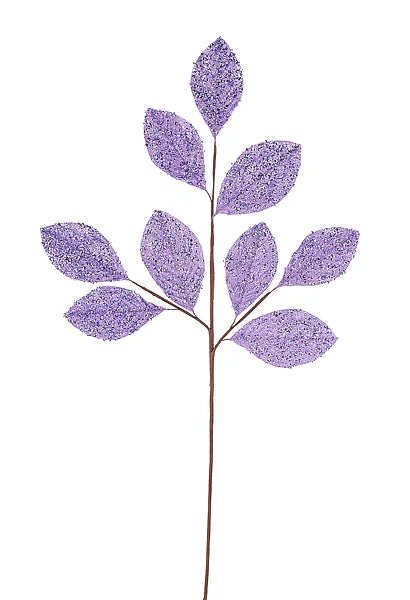 SEQUIN GLITTER FABRIC LEAF SPRAY LAVENDER