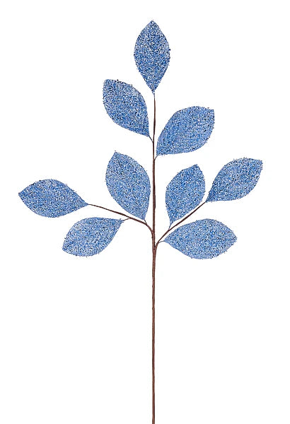 SEQUIN GLITTER FABRIC LEAF SPRAY SMOKE BLUE