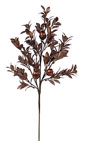 26"L METALLIC RUSCUS LEAF/ACORN SPRAY COPPER