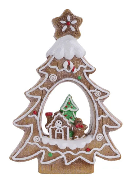 14.75"H CHRISTMAS TREE W/LED NATURAL/GREEN/RED/WHITE - Burlap and Bling Decor