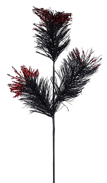 GLITTER PINE SPRAY BLACK/RED