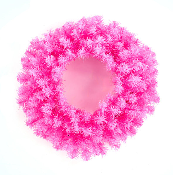 20" PINE WREATH PINK - Burlap and Bling Decor