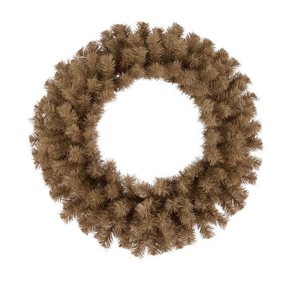 24"DIA PINE WREATH TAN BURLAP