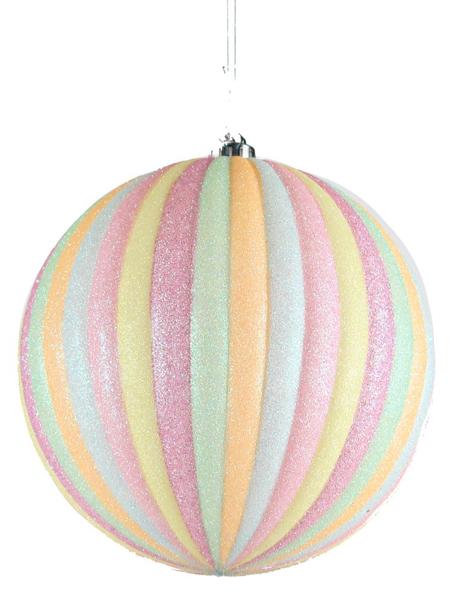 100Mm Cotton Candy Vert Stripe Ball - Burlap and Bling Decor