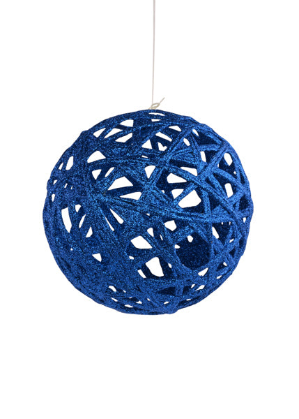6" GLITTER LATTICE BALL ROYAL BLUE
