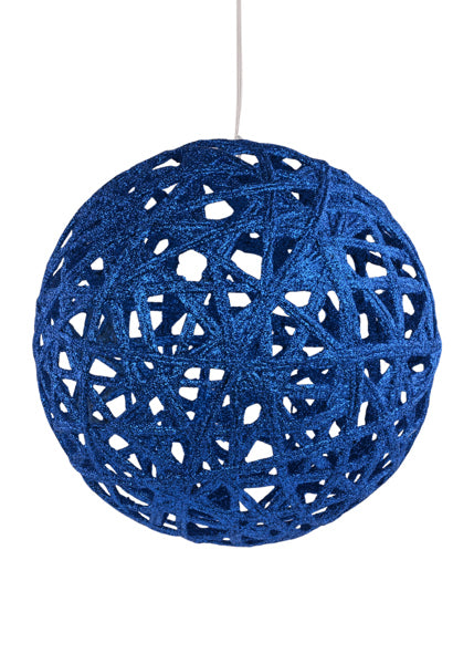 8" GLITTER LATTICE BALL ROYAL BLUE
