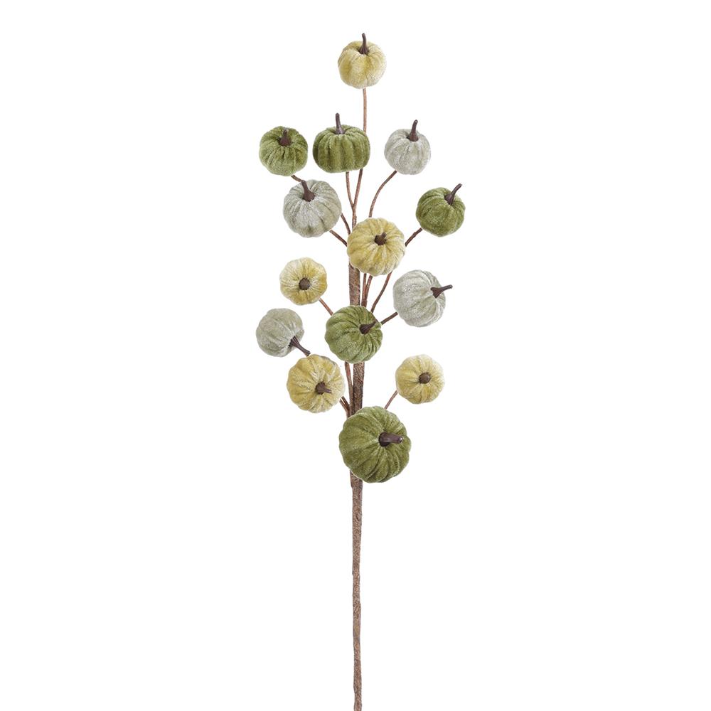 30" Velvet Pumpkin Spray Green Two Tone