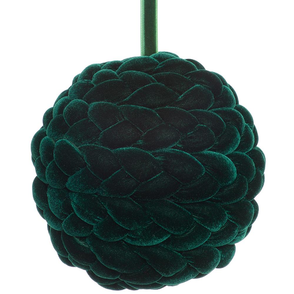5.5" Braided Velvet Ball Ornament Green