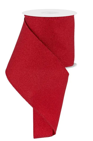 4"X10YD FINE GLITTER RED WIRED RIBBON - Burlap and Bling Decor