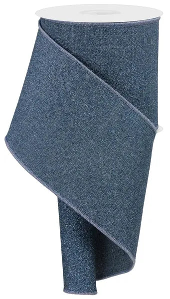4"X10YD FINE GLITTER ON ROYAL SMOKE BLUE - Burlap and Bling Decor